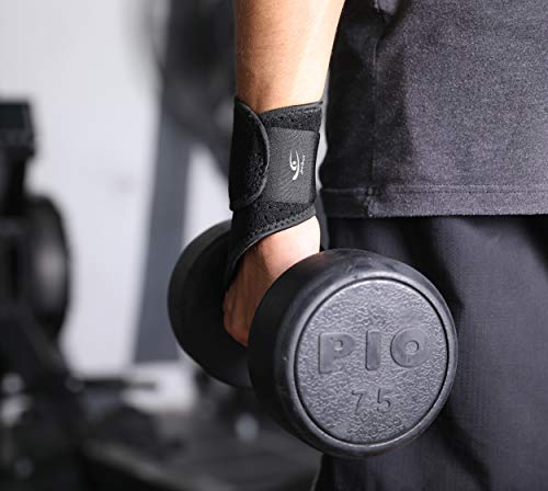 HiRui 2 Pack Wrist Compression Strap and Wrist Brace Sport Wrist Support for Fitness, Weightlifting, Tendonitis, Carpal Tunnel Arthritis, Pain Relief-Wear Anywhere-Adjustable (Black) - color: Black