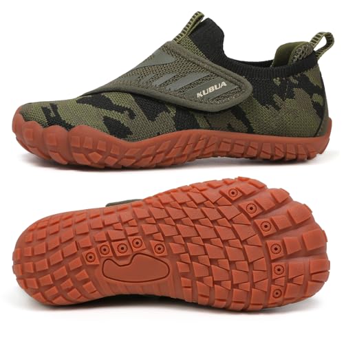 KUBUA Versatile Kids Water Shoes Boys Girls Quick Dry Swim Aqua Socks | Wide Toe Box, Lightweight, Barefoot-Style, Breathable, Beach, Pool, Kayak, Water Parks, Hiking, Toddler, Little Kid, Big Kid - color: Green, size: 10.5 Little Kid