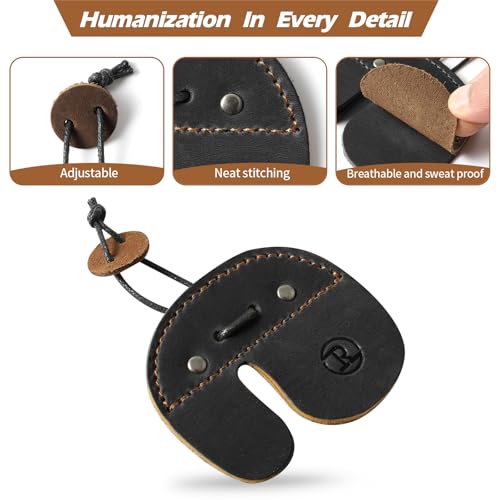 Leather Archery Finger Tabs,Handmade Archery Finger Guard for Shooting Practice Gear, Recurve Bow Fingers Tab - color: Black Coffee