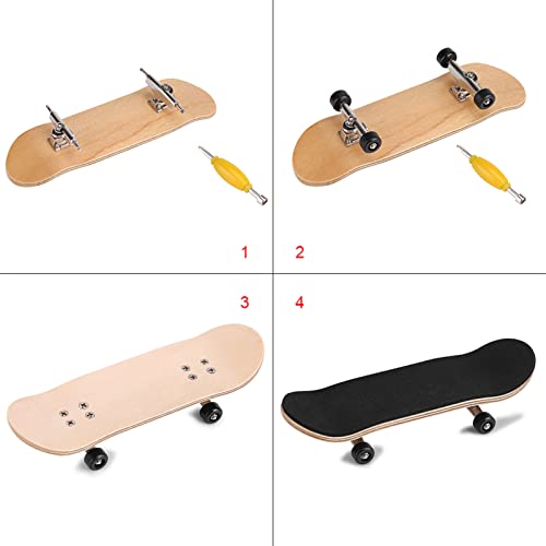 HERCHR Finger Boards, 1Pc Maple Wooden Alloy Fingerboard Finger Skateboards Creative Fingertips Daliy Playing Relaxing Movement Set with Box for Relax Play (Black) - color: Black