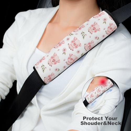 1 Pair Universal Soft and Comfortable Seat Belt Shoulder Pad for Kids, Stroller Pushchair High Chair, Pig Pink Animal Shoulder Protector, Anti-Slip Pad - color: Pattern 972