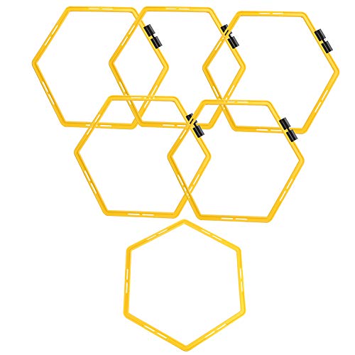 6Pcs Agile Circle Training Set with Link Buckle, Physical Training Hexagonal Step Suit Equipment Multipurpose Application for Basketball,Baseball,Football,Tennis