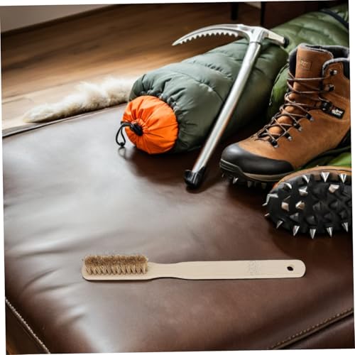 HEMOTON Rock Climbing Chalk Brush with Hard and Soft Boar Bristles, Portable Wood Handle Brush for Indoor and Outdoor Bouldering, Effective Cleaning Tool for Chalk Holds in Humid