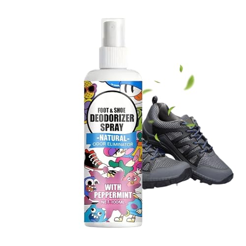Shoe Smell Remover 100ml Shoe Smell Deodorizer Spray | Footwear Odor Removal Mist for Travel Hiking Home Tennis Leather Fabric Canvas Sneaker