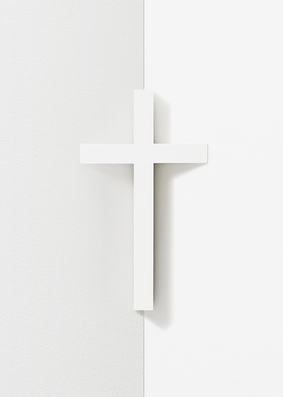 mosery Corner Attached Wall Cross 5.9" Magnetic Religious Cross for Church Room Decoration, Spiritual Christian Gifts, Christmas Decor (White)