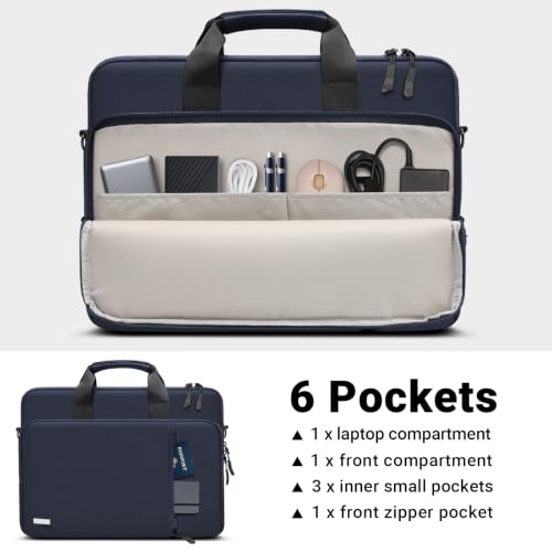 TECOOL 17 17.3 Inch Laptop Bag, 360 Protective Case Sleeve Messenger Bag | Waterproof Computer Briefcase with Shoulder Strap for 17-17.3 Inch Acer ASUS Lenovo HP Laptop Notebook, Dark Blue - color: Dark Blue, size: 17-17.3 Inch