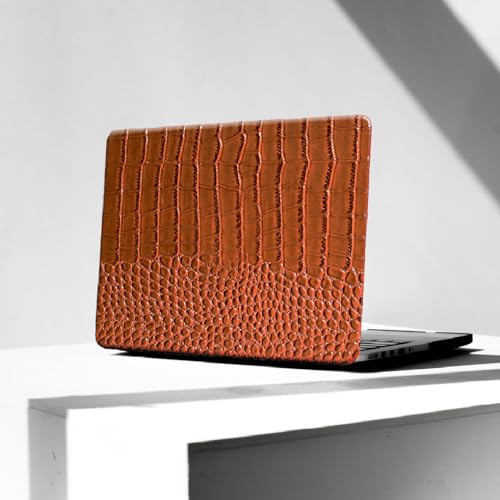Crocodile Case for MacBook Air 13 inch M1 2022 2021 2020 2019 2018 A2337 A2179 A1932, Crocodile MacBook Air M1 Case, Aligator Skin Snakeskin PU Leather Hardshell & Keyboard Cover, Brown - color: # Shiny Brown Crocodile