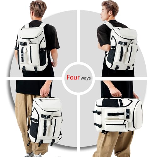 Kalesi Gym Duffle Bag Backpack 4-Way Waterproof with Shoes Compartment for travel Sport Hiking laptop - color: Sea Salt White02