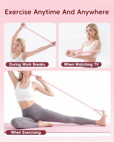 Resistance Bands for Women,2PCS Thickened TPE Arm Resistance Bands,Figure 8 Fitness Resistance Band Stretch Fitness Band for Working Out Yoga Pilates Arms Foot Leg Shoulder Waist Back - color: Pink