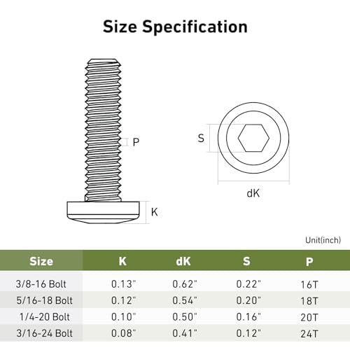 1/4-20 x 3 Bolt, 25PCS Flat Head Hex Socket Cap Screws Bolts, 304 Stainless Steel 18-8, Fully Threaded, with Hex Spanner - color: Silver, size: 1/4-20 x 3