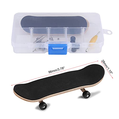 HERCHR Finger Boards, 1Pc Maple Wooden Alloy Fingerboard Finger Skateboards Creative Fingertips Daliy Playing Relaxing Movement Set with Box for Relax Play (Black) - color: Black