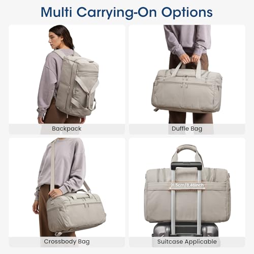 G4Free 45L Travel Duffle Bag for Women Men 3 in 1 Duffel Bags with Shoes Compartment Gym Backpack for Weekender Overnight, Camel - color: Camel