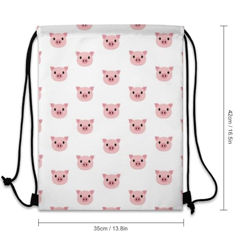 Gym Drawstring Bag Sports Sackpack Waterproof String Backpack with Shoe Compartment for Hiking Swimming Training, Funny Pink Pig Face Bags - color: Picture (28)