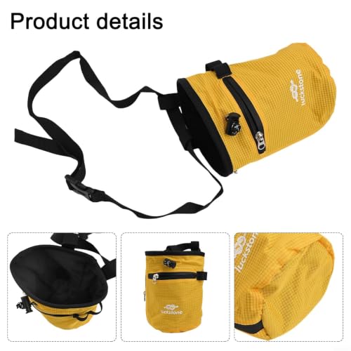 Rock Climbing Chalk Bag Featuring Stiffened Rim and Fleece Lining, No-Spill Magnesium Bag for Weightlifting Gymnastics Bouldering, 420D Fabric with Quick Clip Belt and Phone Pocket(Yellow) - size: Yellow
