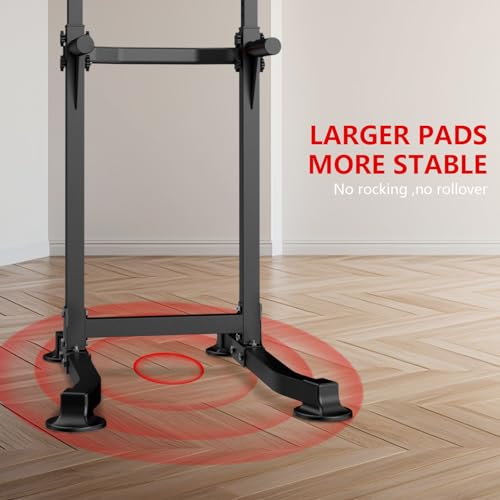 ZENOVA Pull Up Bar Dip Bar Squat Rack Workout Dip Station Height Adjustable Free Standing Chin Up Bar - color: Black