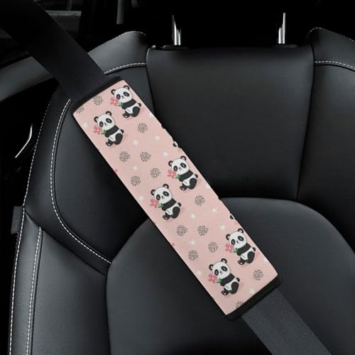 2 Pack Universal Soft and Comfortable Car Seat Belt Pad for Girls and Boys, Stroller Pushchair High Chair, Bear Animal Kawaii Panda Pink Shoulder Protector - color: Pattern 301
