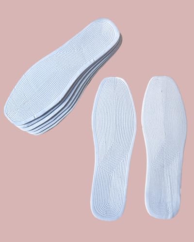 Shoe Pads Inserts for Women Comfort, 4 Pairs Cotton Barefoot Insoles, Thin Breathable & Trim to Fit Insoles for Flats, Heels and Dress Shoes (White, 8 Women / 7 Men) - size: 8 Women / 7 Men