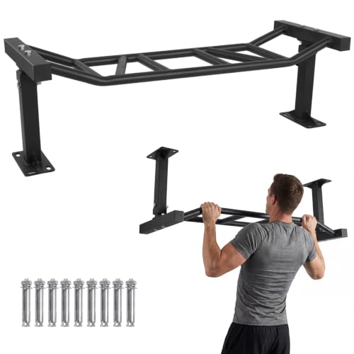 47 Inch Ceiling Mount Pull Up Bar Adjustable Height&Supports To 600 Lbs Upper Body Fitness Workout Bar for Garage/Home Gym and Strength Training