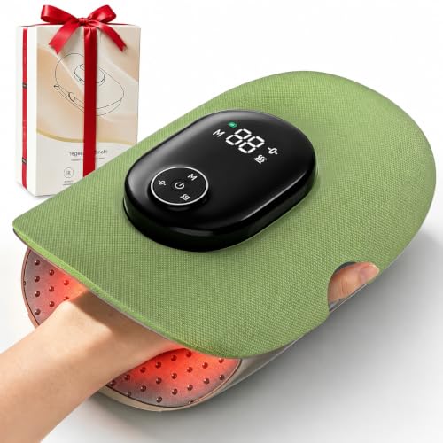 Hand Massager with Heat and Compression, Finger Stretch&Knuckle Stretching, 4 Massage & 5 Compression & 3 Temperatures Modes, Gifts for Women Men (Green) - color: Green26