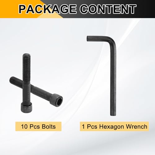PATIKIL 3/8"-16 x 2-1/2 Socket Head Cap Screws Bolts, 10Pcs Carbon Steel Hex Head Metric Screws for Door Road Bicycle Mountain Bike Auto Ship Communication Equipment, Black - size: 3/8"-16 x 2-1/2