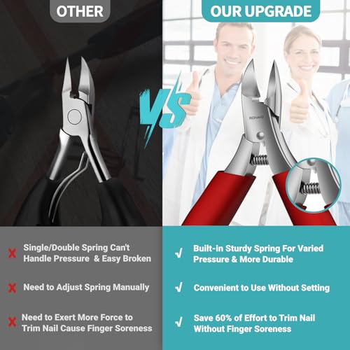 Toenail Clippers for Ingrown & Thick Toenails - Heavy Duty Toe Nail Clippers for Remove Side Ingrown Toenail with Angled Sharp Blades, Professional Pedicure Tool with Long Handle for Seniors & Men - style: Ingrown Nail Clipper - Red