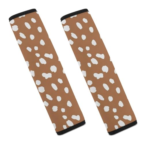 2 Pack White Brown Dots Skin Christmas Deer Print Seat Belt Cover Universal Fit Shoulder Protector for Adults and Children, Most Cars, Comfortable Driving - color: Pattern 177