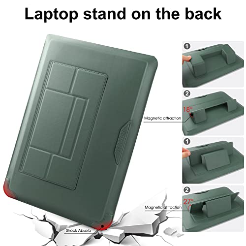 HoYiXi 15 16 Inch Laptop Sleeve Case Leather Bag for MacBook Pro 16 2021 & 2019/Huawei MateBook D15/HP 15.6" PC/MacBook Pro 15/XiaoXin Air 15.6'', Green - color: Green, size: 15-16 in
