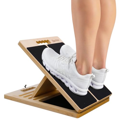 Portable Wooden Slant Board for Calf Stretching with Resistance Bands | 300 Lbs Weight Capacity Incline Board for Calf Stretcher, Calf Stretch Board for Knees Ankle Heel Feet Leg