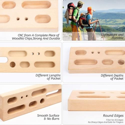 Hangboard Rock Climbing Wooden Multi-Grip Portable | Rock Climbing Pull Up Bar Grip Trainer for Climbers Beginner Men Women Home Gym Indoor Fitness Workout