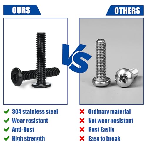 50 Pcs 1/4-20 x 1-1/2 Flat Head Socket Cap Screws Countersunk Bolts,304 Stainless Steel 18-8,Allen Socket Drive,Black,Fully Machine Thread (1/4-20 x 1-1/2 50pcs) - size: 1/4-20 x 1-1/2 50pcs