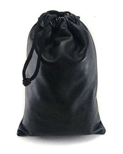 Multiple use Lambskin Leather Pouch with Drawstrings: (Black, 32 cm X 43 cm) - color: Black