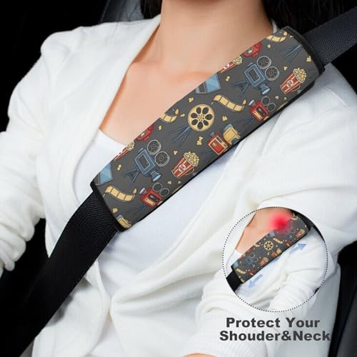 2PCS Movie Lovers Cinema Seat Belt Cover Breathable Seat Belt Cushion for Adults and Children, All Vehicles, Comfortable Driving - color: Pattern 432