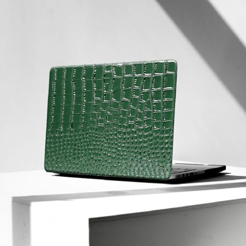 Crocodile Case for MacBook Air 13 inch M1 2022 2021 2020 2019 2018 A2337 A2179 A1932, Crocodile MacBook Air M1 Case, Aligator Skin Snakeskin PU Leather Hardshell & Keyboard Cover, Emerald Green - color: # Shiny Green Crocodile