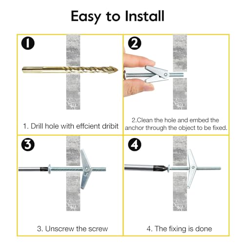 3/16" Toggle Bolts and Wing Nuts Set, 20 Pcs Hollow Wall Anchors for Drywall, Butterfly Toggle Anchors for Hanging Lamps Heavy Items,HOME MASTER HARDWARE - size: 3/16"(20pcs)