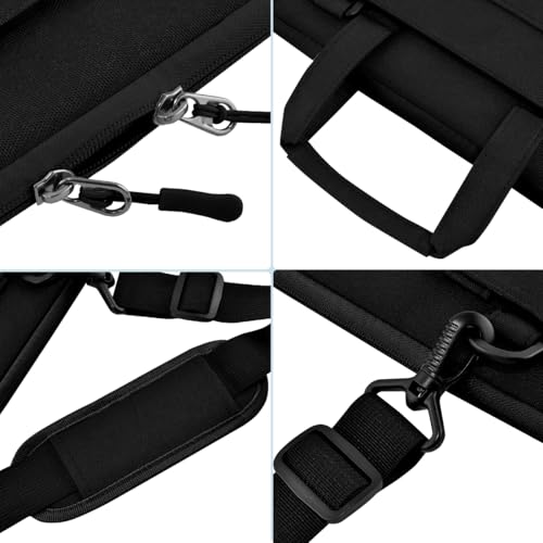 Hseok Laptop Shoulder Bag 17-17.3 inch Case, Durable Shockproof Protective Briefcase with Multi-Pockets Compatible with Lenovo Most 17-17.3 inch HP Acer Dell ASUS MSI Notebooks,Black - color: Black, size: 17-17.3"