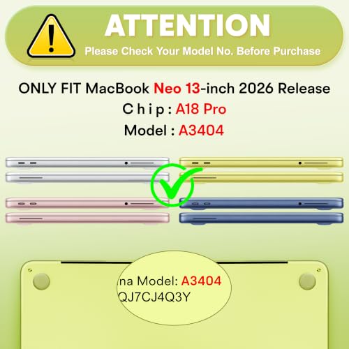 May Chen for MacBook Neo 13 inch Liquid Retina Display ((2026 Release A3404), Slim & Lightweight Protective Case with Screen Protector&Keyboard Cover&Dust Plug, Crystal Citrus - color: Crystal Citrus