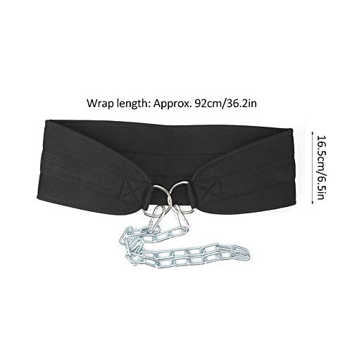 Fitness Dip Belt, Weighted Strength Training Belt with Steel Chain for Pull Ups Dips Lunges, Gym Workout Equipment for Men Women
