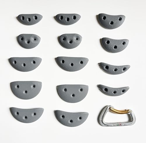 14 Screw On Crimp Rock Climbing Holds Advanced Climbing Holds Home Climbing Wall Bouldering Gym Holds Eco Friendly Dual Textured Crimps for Finger Strength - color: Gray