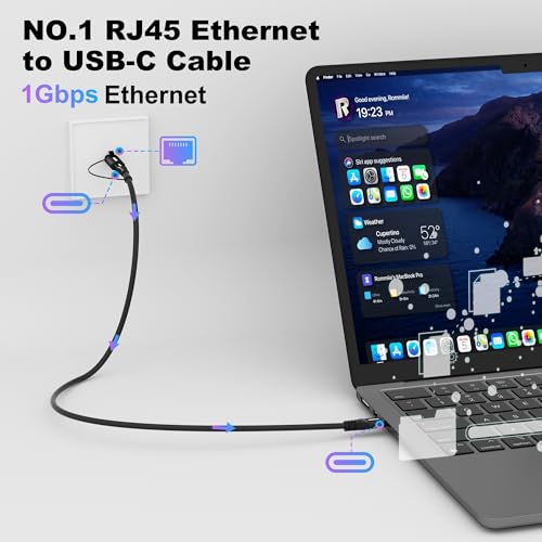 USB C to Ethernet Cable 4FT, 2-in-1 USB C to RJ45 Adapter (1Gbsp Ethernet) & USB C Cable (10G/4K/100W), Thunderbolt 4/5 Compatible, Ideal for MacBook, iPad Pro, XPS, Surface Pro, Essential for Travel - size: 4 FT