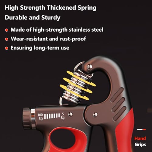 Grip Strength Trainer Forearm Strengthener 11-220 lbs Adjustable Resistance | Automatic Counting, Ergonomic Design, Ideal Device for Grip Strengthening, Arthritis Relief, Hand Physical Therapy & Rehab - color: Orange