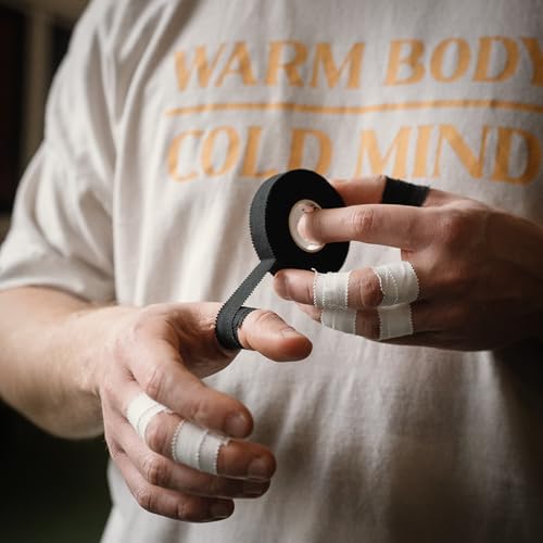 WARM BODY COLD MIND Athletic Finger Tape - 0.5inch x 33ft - Sport Tape for Fingers, Strong Hand Wrap for Crossfit, Weightlifting, Jiu Jitsu, Rock Climbing - color: 3 Rolls Black (33ft)