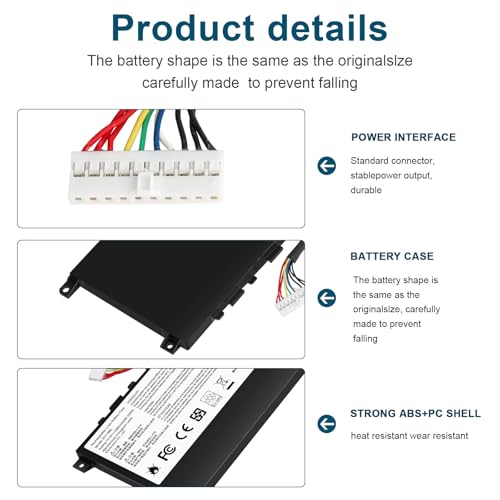 BTY-M6L MS-16Q2 MS-16Q3 Laptop Battery Compatible with MSI GS65 GS75 Stealth Thin 8RF 8SE 8SF 8SG 9RE 9SD 9SE 9SF 9SG PS63 PS42 8RB Modern 8RC 8SC P65 Creator 8RD 8RF 8RE 8SF 9SE P75 Creator 9SC 9SE - size: 13.19*3.23*0.28inch BTY-M6L
