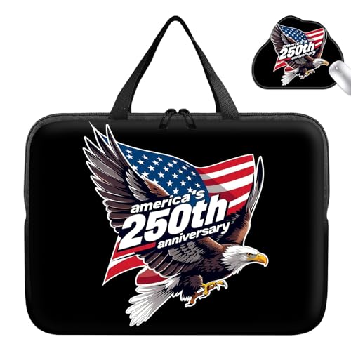 Laptop Bag 17 Inch,Resistant Shockproof Laptop Sleeve Case Protective Cover Carrying Case with Handle Compatible for HP Dell Lenovo Acer Asus Notebook Computer,America 250 Eagle Flag - color: America 250 Eagle Flag, size: 17-17.3 in