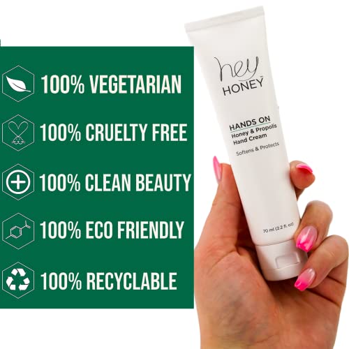 Hey Honey Hand Cream for Extremely Dry Cracked Hands & Elbows - Instant Relief with Shea Butter, Honey & Propolis - Cracked Skin Repair Moisturizer - Fast Absorbing 2.2 Oz - size: 2.2 Fl Oz (Pack of 1)