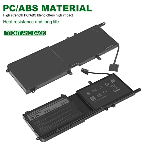 9NJM1 Battery Replacement for Dell Alienware 17 R4 R5 15 R3 R4 Alienware 15 2018 ALW17C-D1758 P31E P31E001 P31E002 P69F P69F001 P69F002, HF250 0HF250 0MG2YH 9NJMI 44T2R MG2YH 01D82 546FF HF25D 0546FF - size: 11.34*4.21*0.51inch