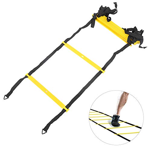 12 Rungs Running Competition Football Training Warm Up Speed Reinforced Soft Agile Step Ladder for Football Training and Warm Up Exercises PP Material 5m Length 43cm Rung Spacing