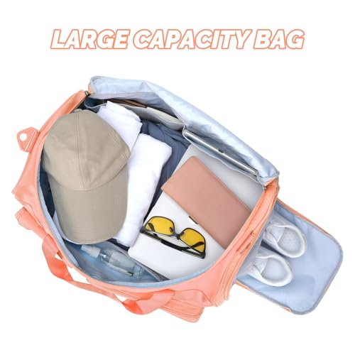 MAXTOP Gym Bag for Women Men Travel Duffle Bag Large Capacity Carry On Weekender Overnight Bag With Shoe Compartment Gym Tote Dry Wet Separation Duffel Bag for Travel - color: Orange, style: Gym Bag