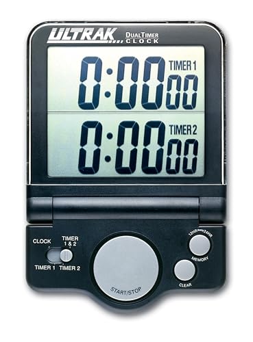 T-4 Jumbo Dual Timer – Large 1” Display Countdown & Count Up Timer, 24 Hour Range, Loud Alarm, Dual Memory, Wall Mount or Tabletop for Classroom, Gym, Office & Meetings