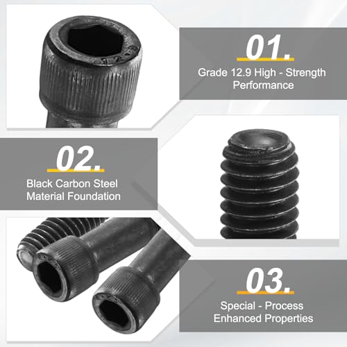 PATIKIL 5/16"-18 x 3 Socket Head Cap Screws Bolts, 10Pcs Carbon Steel Hex Head Metric Screws for Door Road Bicycle Mountain Bike Auto Ship Communication Equipment, Black - size: 5/16"-18 x 3
