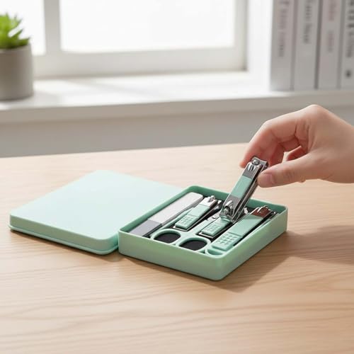 Travel-Friendly Nail Clipper Set, Stainless Steel Manicure Kit with Ear Pick, Nail File and Toenail Clippers, Portable Grooming Tools for Fingernails, Hands and Feet - color: Pink